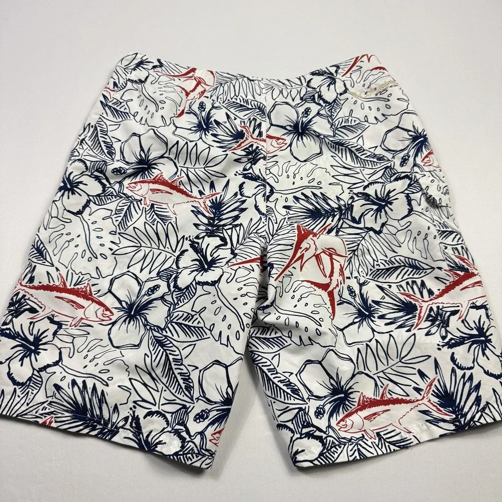 Columbia PFG Shorts Mens 34 White Fish Floral Omni Shade Board‎ Swim Trunks